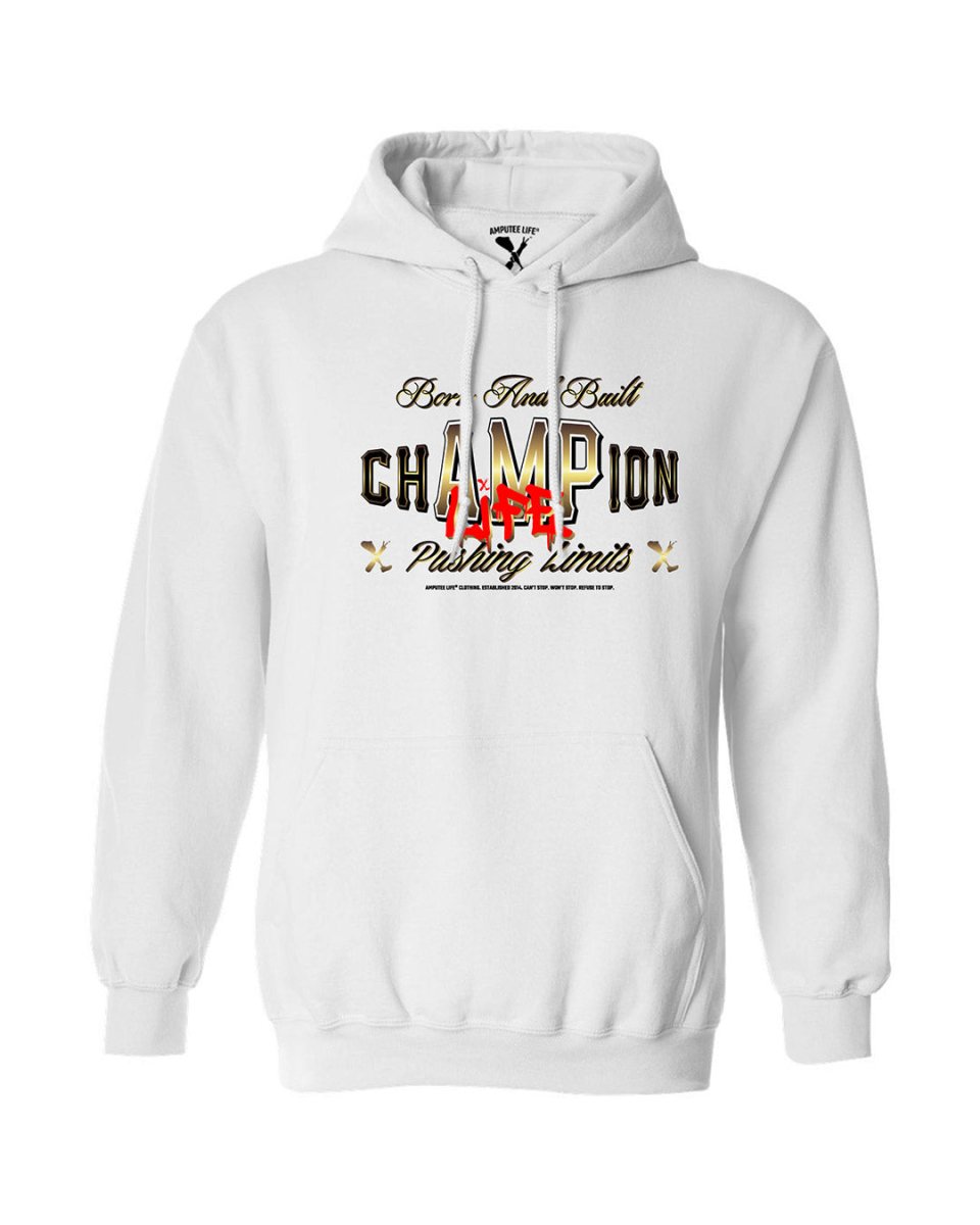 Amplife® Born and Built Champion White & Gold Hoodie