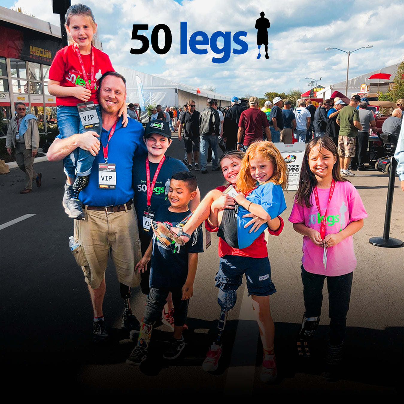 Amplife® Love Cause 50 Legs group photo of adult and kid prosthetic recipients
