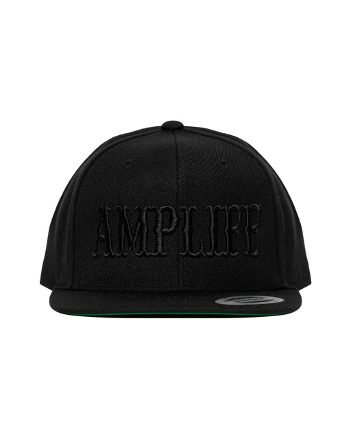 Amplife® Black & Black Flat Bill Snapback Front