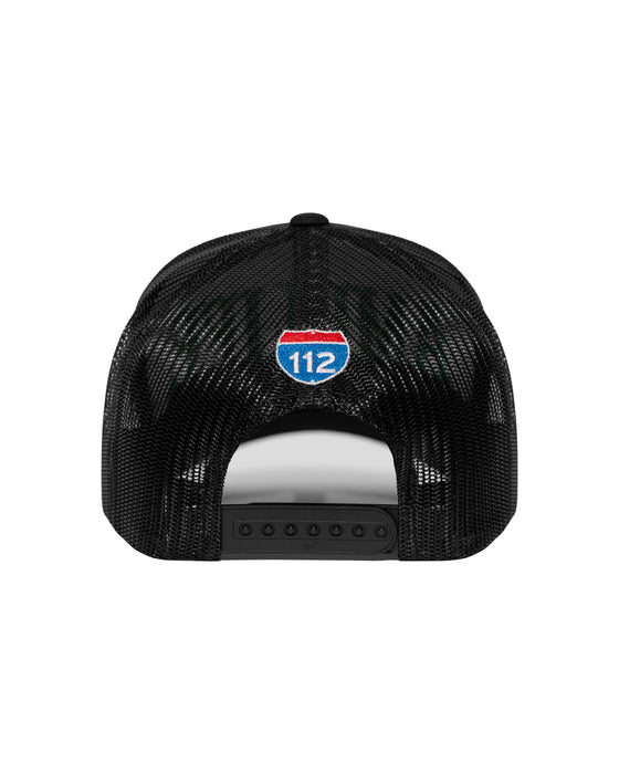 Amplife® Black & Green Curved Bill Trucker Snapback Back