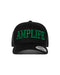 Amplife® Black & Green Curved Bill Trucker Snapback Front