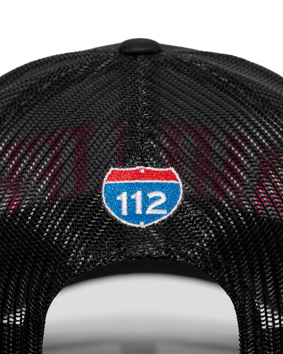 Amplife® Black & Pink Curved Bill Trucker Snapback Back Detail