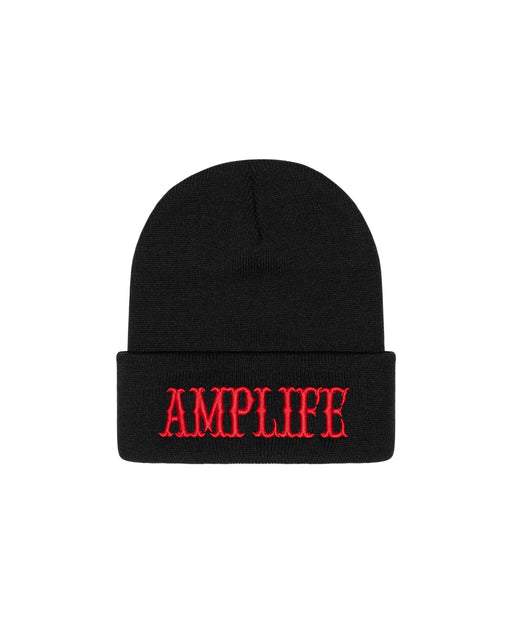 Amplife® Black & Red Beanie Front