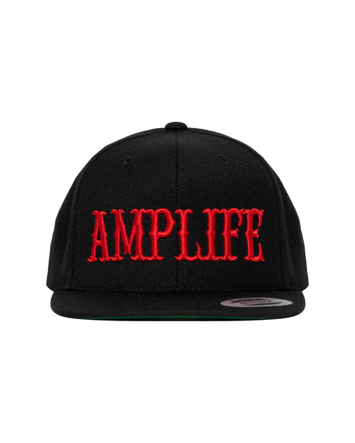 Amplife® Black & Red Flat Bill Snapback Front