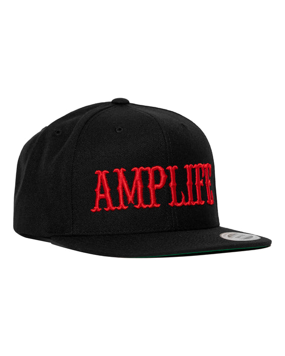 Amplife® Black & Red Flat Bill Snapback Side