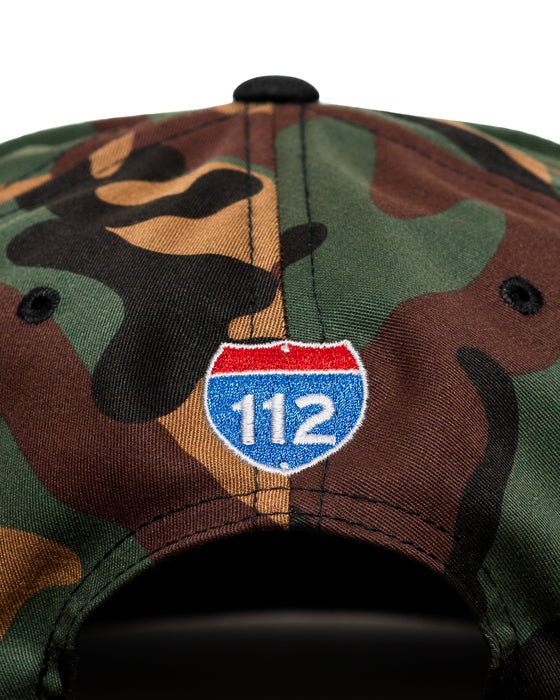 Amplife® Camo & Black Flat Bill Snapback Back Detail