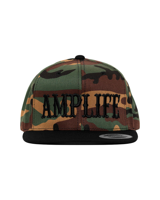 Amplife® Camo & Black Flat Bill Snapback Front