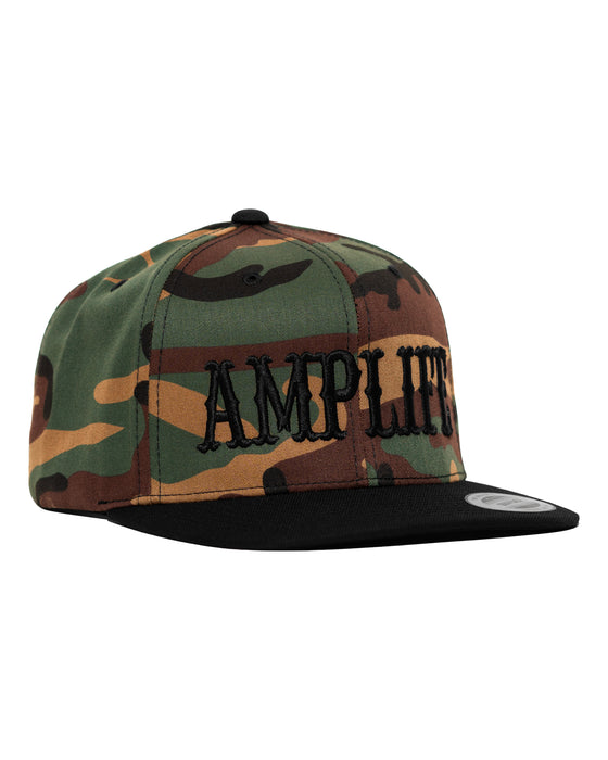 Amplife® Camo & Black Flat Bill Snapback Side