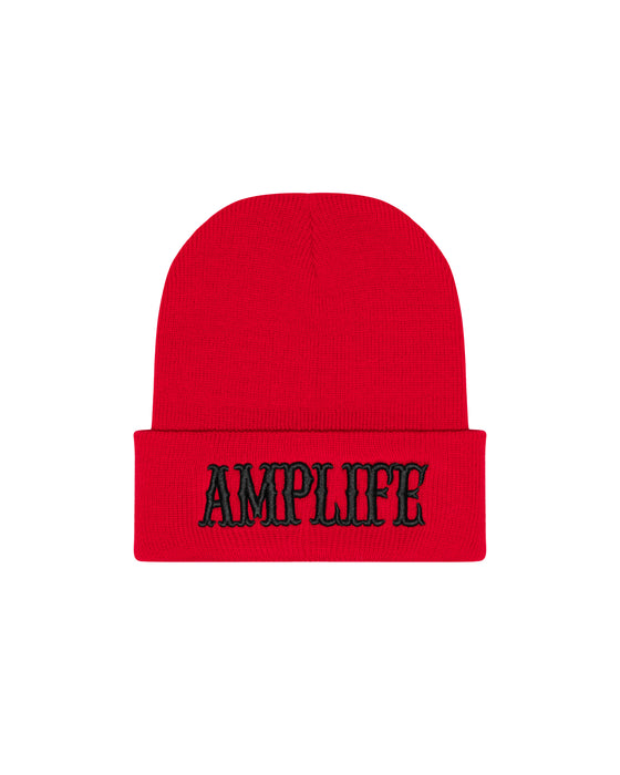 Amplife® Red & Black Beanie Front