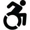 Person pushing a wheelchair. Paradox Sport's icon for the skill level of their trips.