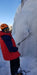 A Paradox Sports climber testing their threads in the icewall at the Lake City Ice Skills 201.