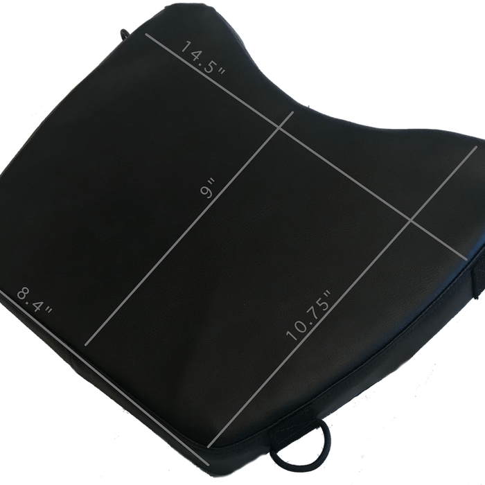 Equip Products Black Small LapMat™  dimensions (14.5"-8.4" wide, 10.75"-9" tall).